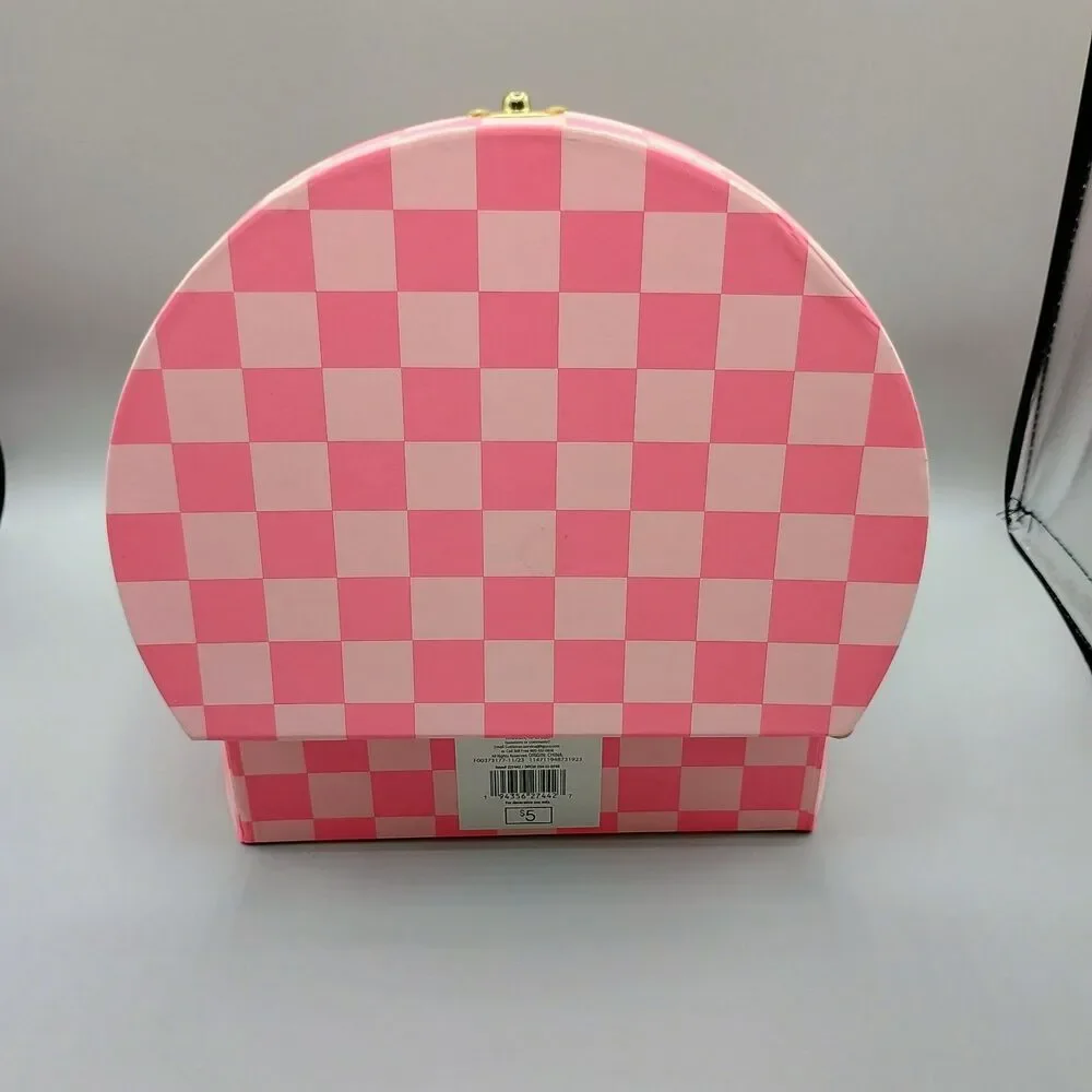 Small Novelty Suitcase Pink/White Checkered Target Bullseye Playground 2024